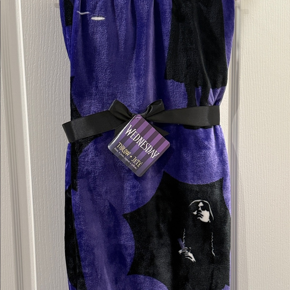 Wednesday Addams Purple and Black Throw Blanket